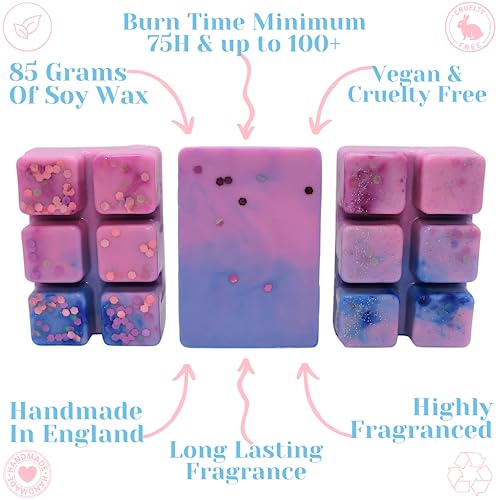 Bubblegum: Snow Angel – 85g Handmade Wax Melt Snap Bar. Sweet Scent. Min 75H Burn. Vegan. 6 Cubes. Highly Scented Candle Alternative for Home and Office. Lasting Fragrance.