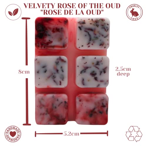 Rose De La Oud – 85g Handmade Luxury Scented Wax Melt Snap Bar. Designer Perfume. Min 75H Burn. Vegan. Highly Scented Candle Alternative for Home and Office. Lasting Fragrance.