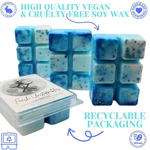 Fresh Unstoppables – 85g Handmade Artisan Luxury Scented Wax Melt Snapbar. Laundry Detergent Scent. Min 75H Burn. Vegan. Highly Scented Candle Alternative For Home And Office. Lasting Fragrance.