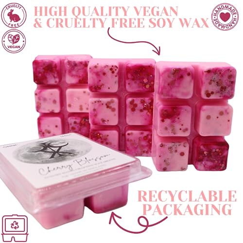 Cherry Blossom – 85g Handmade Luxury Scented Wax Melt Snapbar. Floral Scent. Min 75H Burn. Vegan. Highly Scented Candle Alternative For Home And Office. Lasting Fragrance.