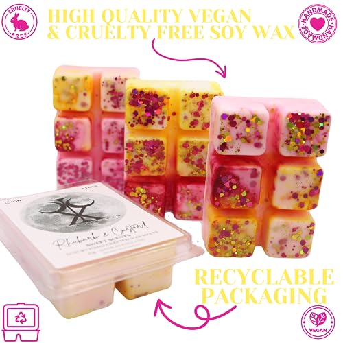 Rhubarb And Custard – 85g Handmade Luxury Scented Wax Melt Snap Bar. Sweet Scent. Min 75H Burn. Vegan. Highly Scented Candle Alternative For Home And Office. Lasting Fragrance.