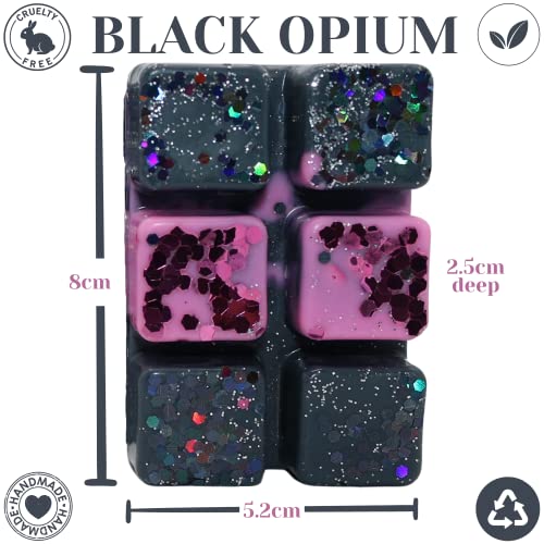 Black Opium – 85g Handmade Luxury Scented Wax Melt Snap Bar. Designer Perfume. Min 75H Burn. Vegan. Highly Scented Candle Alternative for Home and Office. Lasting Fragrance.
