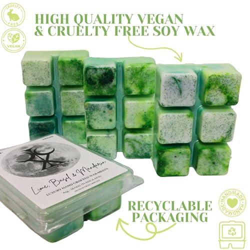 Lime Basil & Mandarin – 85g Handmade Luxury Scented Wax Melt Snap Bar. Designer Inspired. Min 75H Burn. Vegan. Highly Scented Candle Alternative For Home And Office. Lasting Fragrance.