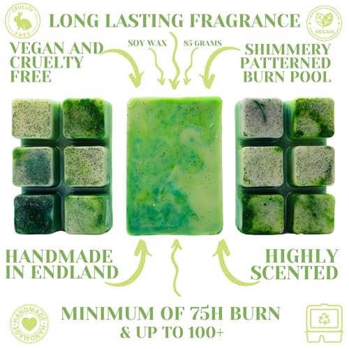 Lime Basil & Mandarin – 85g Handmade Luxury Scented Wax Melt Snap Bar. Designer Inspired. Min 75H Burn. Vegan. Highly Scented Candle Alternative For Home And Office. Lasting Fragrance.