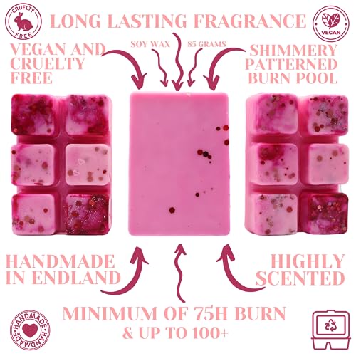 Cherry Blossom – 85g Handmade Luxury Scented Wax Melt Snapbar. Floral Scent. Min 75H Burn. Vegan. Highly Scented Candle Alternative For Home And Office. Lasting Fragrance.