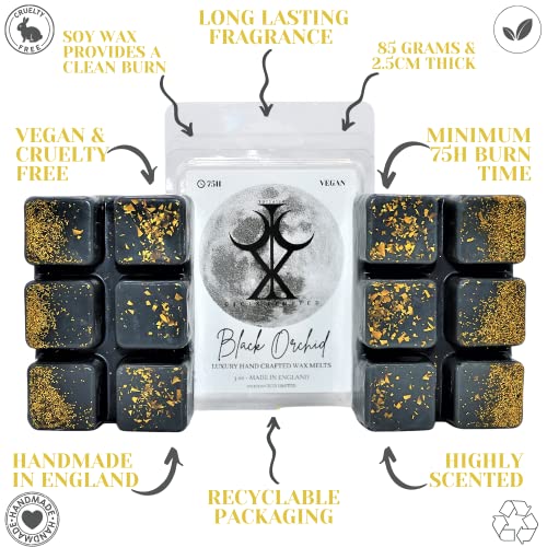 Black Orchid– 85g Handmade Luxury Scented Wax Melt Snap Bar. Designer Inspired. 75H Burn. Vegan Wax. Highly Scented Candle Alternative for Home and Office. Lasting Fragrance.