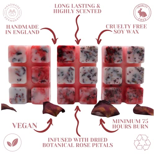 Rose De La Oud – 85g Handmade Luxury Scented Wax Melt Snap Bar. Designer Perfume. Min 75H Burn. Vegan. Highly Scented Candle Alternative for Home and Office. Lasting Fragrance.