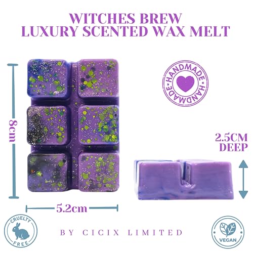 Witches Brew – 85g Halloween Wax Melts. Handmade Strong Scented Snapbar. Fruity & Fresh. Min 75H Burn. Vegan. Highly Scented Candle Alternative For Home And Office. Lasting Fragrance.
