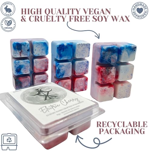Electric Cherry – 85g Handmade Luxury Scented Wax Melt Snap Bar. Designer Inspired Scent. Min 75H Burn. Vegan. Highly Scented Candle Alternative For Home And Office. Lasting Fragrance.