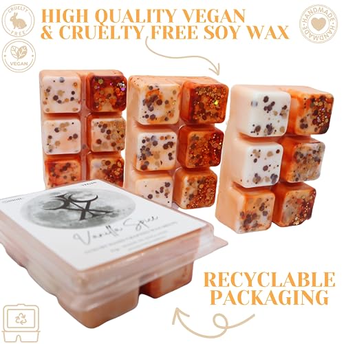 Vanilla Spice – 85g Handmade Luxury Scented Wax Melt Snap bar. Rich Warm Scent. Min 75H Burn. Vegan. Highly Scented Candle Alternative For Home And Office. Lasting Fragrance.