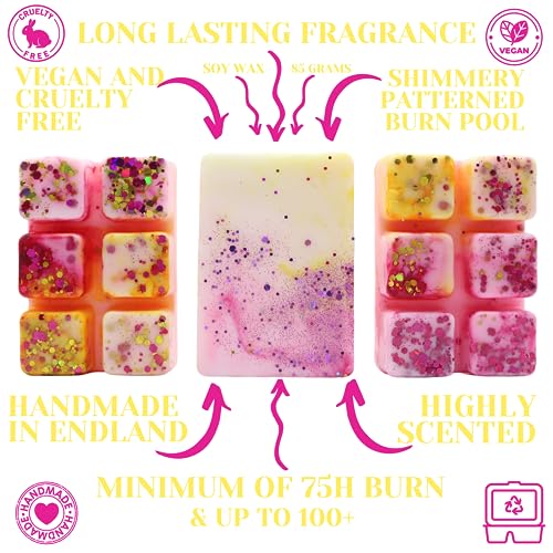 Rhubarb And Custard – 85g Handmade Luxury Scented Wax Melt Snap Bar. Sweet Scent. Min 75H Burn. Vegan. Highly Scented Candle Alternative For Home And Office. Lasting Fragrance.