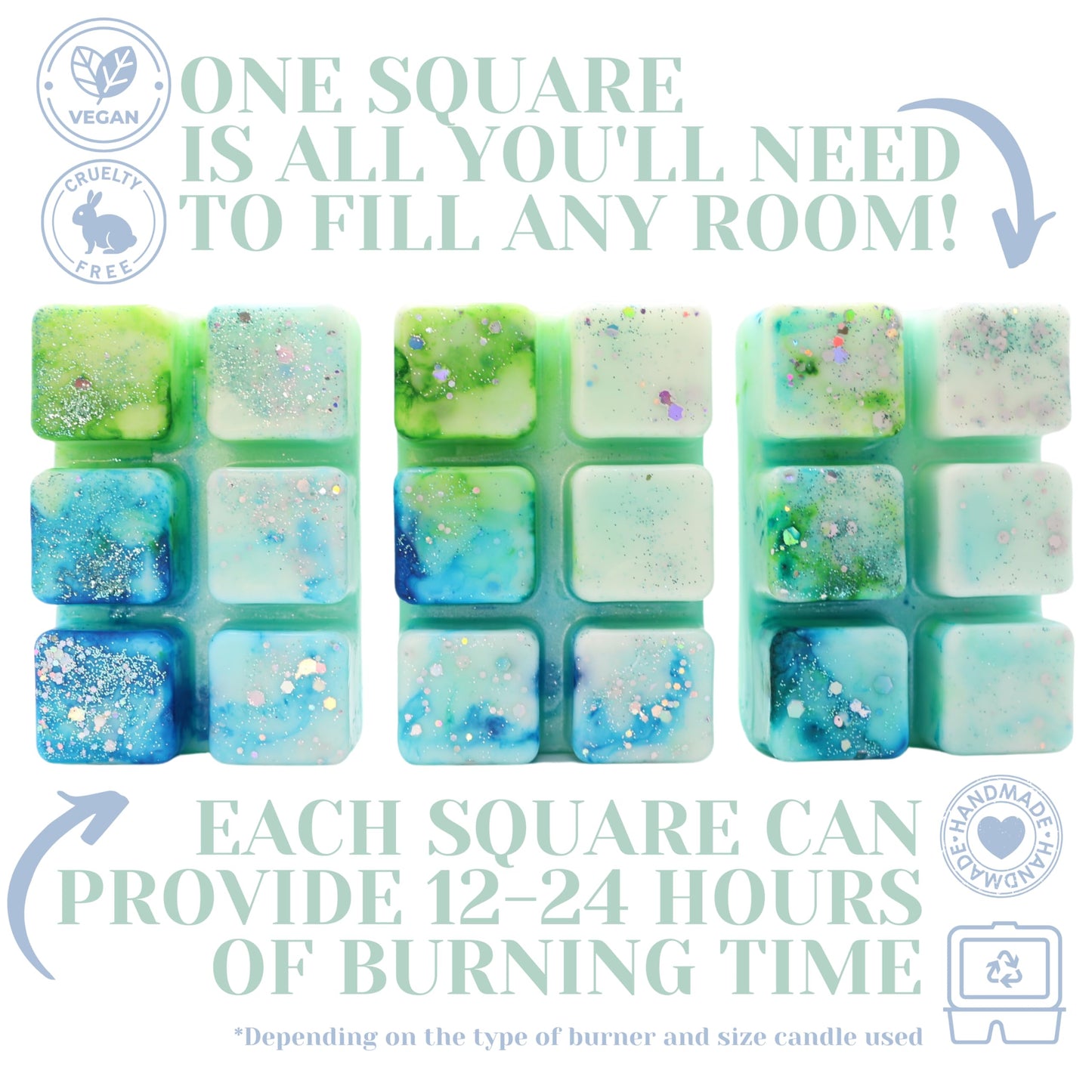 Frosted Eucalyptus – 85g Handmade Artisan Scented Wax Melt Snapbar. Laundry Detergent Clean Scent. Min 75H Burn. Vegan. Strong Scented Candle Alternative For Home And Office. Long Lasting.