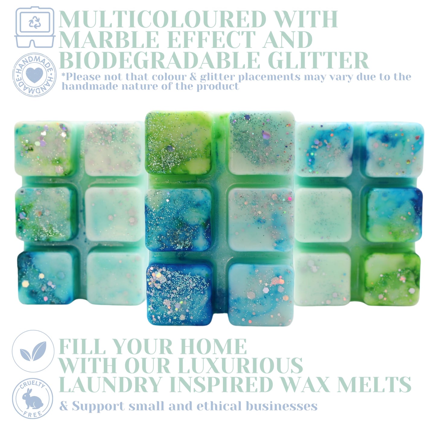 Frosted Eucalyptus – 85g Handmade Artisan Scented Wax Melt Snapbar. Laundry Detergent Clean Scent. Min 75H Burn. Vegan. Strong Scented Candle Alternative For Home And Office. Long Lasting.
