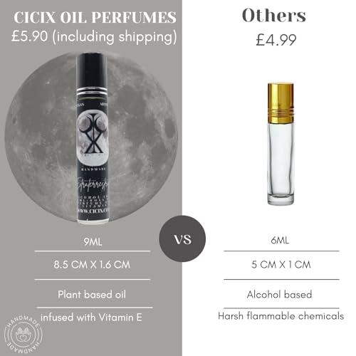 CICIX Alien Inspired Roll on Oil Perfume: EXTRATERRESTRIAL. Perfume Alternative. 9ML. Alcohol Free. Plant Base Ingredient: Vegan and Cruelty Free. Infused With Vitamin E. Handmade in England