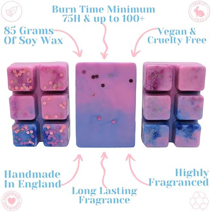 Bubblegum: Snow Angel – 85g Handmade Wax Melt Snap Bar. Sweet Scent. Min 75H Burn. Vegan. 6 Cubes. Highly Scented Candle Alternative for Home and Office. Lasting Fragrance.