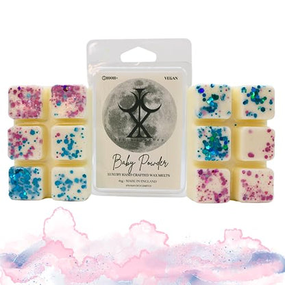Baby Powder – 85g Handmade Luxury Scented Wax Melt Snap Bar. Fresh Scent. Min 75H Burn. Vegan. Highly Scented Candle Alternative For Home And Office. Lasting Fragrance.