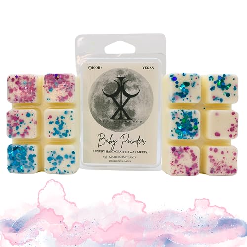 Baby Powder – 85g Handmade Luxury Scented Wax Melt Snap Bar. Fresh Scent. Min 75H Burn. Vegan. Highly Scented Candle Alternative For Home And Office. Lasting Fragrance.