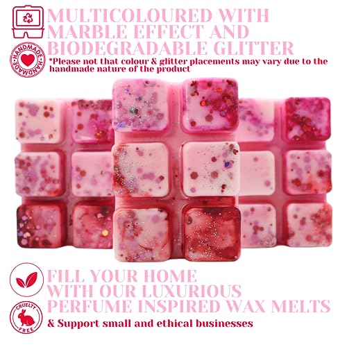Strawberry & Lily – 85g Handmade Artisan Scented Wax Melt Snapbar. Laundry Detergent Clean Scent. Min 75H Burn. Vegan. Strong Scented Candle Alternative For Home And Office. Long Lasting.