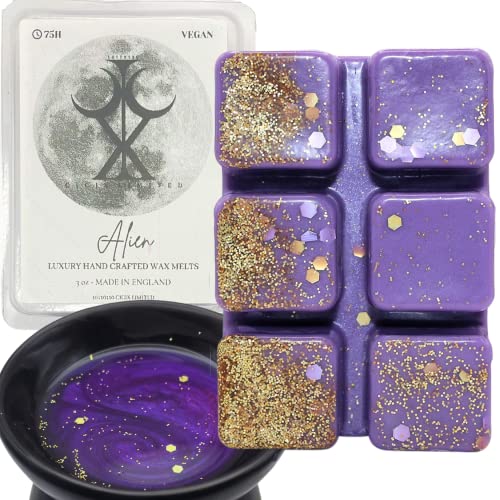 Alien – 85g Handmade Luxury Scented Wax Melt Snapbar. Designer Perfume. Min 75H Burn. Vegan. Highly Scented Candle Alternative for Home and Office. Lasting Fragrance.