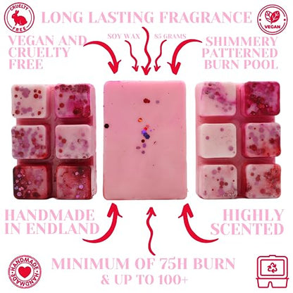 Strawberry & Lily – 85g Handmade Artisan Scented Wax Melt Snapbar. Laundry Detergent Clean Scent. Min 75H Burn. Vegan. Strong Scented Candle Alternative For Home And Office. Long Lasting.