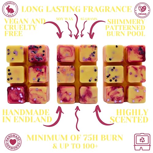 Lavender Lemon – 85g Handmade Artisan Luxury Scented Wax Melt Snapbar. Herbal Scent. Min 75H Burn. Vegan. Highly Scented Candle Alternative For Home And Office. Lasting Fragrance.