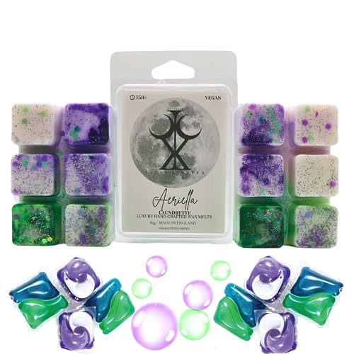 Aeriella – 85g Handmade Artisan Scented Wax Melt Snapbar. Laundry Detergent Clean Scent. Min 75H Burn. Vegan. Strong Scented Candle Alternative For Home And Office. Long Lasting.