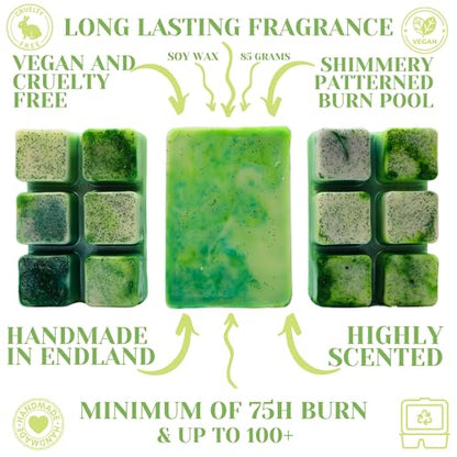 Lime Basil & Mandarin – 85g Handmade Luxury Scented Wax Melt Snap Bar. Designer Inspired. Min 75H Burn. Vegan. Highly Scented Candle Alternative For Home And Office. Lasting Fragrance.