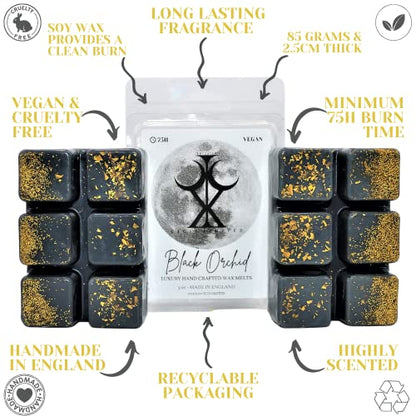 Black Orchid– 85g Handmade Luxury Scented Wax Melt Snap Bar. Designer Inspired. 75H Burn. Vegan Wax. Highly Scented Candle Alternative for Home and Office. Lasting Fragrance.