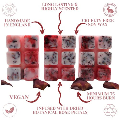 Rose De La Oud – 85g Handmade Luxury Scented Wax Melt Snap Bar. Designer Perfume. Min 75H Burn. Vegan. Highly Scented Candle Alternative for Home and Office. Lasting Fragrance.