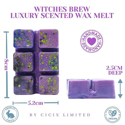 Witches Brew – 85g Halloween Wax Melts. Handmade Strong Scented Snapbar. Fruity & Fresh. Min 75H Burn. Vegan. Highly Scented Candle Alternative For Home And Office. Lasting Fragrance.