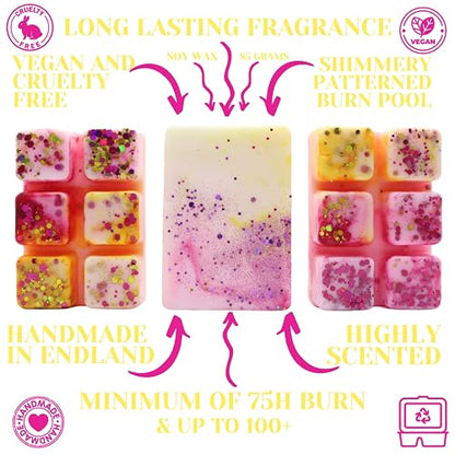 Rhubarb And Custard – 85g Handmade Luxury Scented Wax Melt Snap Bar. Sweet Scent. Min 75H Burn. Vegan. Highly Scented Candle Alternative For Home And Office. Lasting Fragrance.