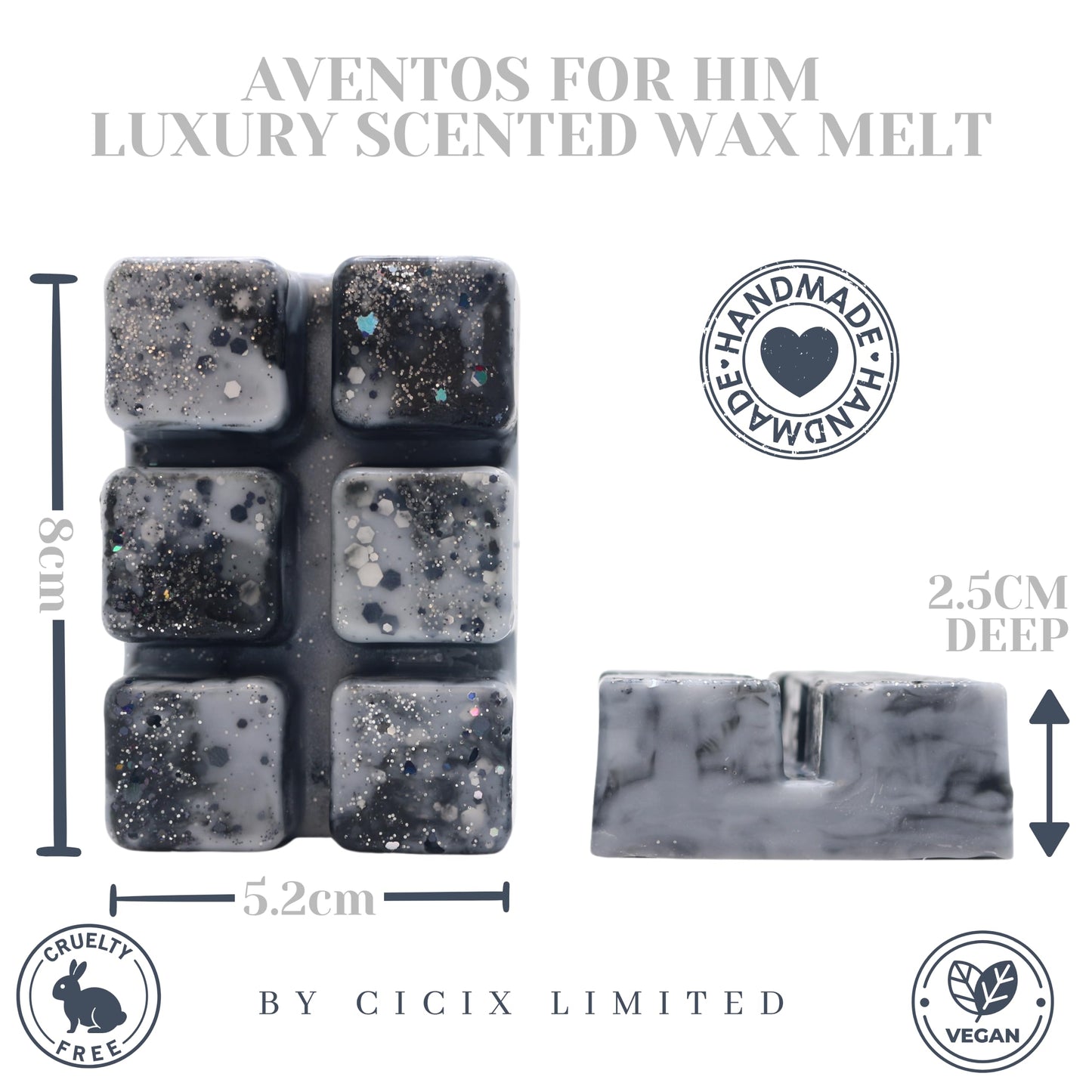 Aventos For Him – 85g Handmade Artisan Luxury Scented Wax Melt Snapbar. Designer Perfume. Min 75H Burn. Vegan. Highly Scented Candle Alternative For Home And Office. Lasting Fragrance.