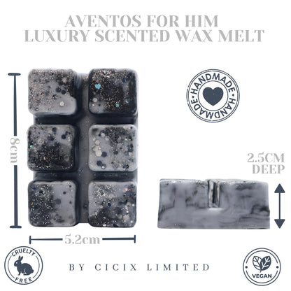 Aventos For Him – 85g Handmade Artisan Luxury Scented Wax Melt Snapbar. Designer Perfume. Min 75H Burn. Vegan. Highly Scented Candle Alternative For Home And Office. Lasting Fragrance.