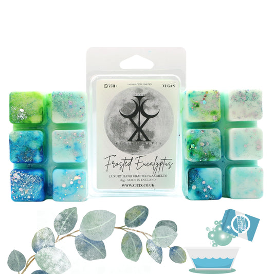 Frosted Eucalyptus – 85g Handmade Artisan Scented Wax Melt Snapbar. Laundry Detergent Clean Scent. Min 75H Burn. Vegan. Strong Scented Candle Alternative For Home And Office. Long Lasting.