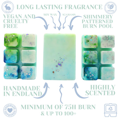 Frosted Eucalyptus – 85g Handmade Artisan Scented Wax Melt Snapbar. Laundry Detergent Clean Scent. Min 75H Burn. Vegan. Strong Scented Candle Alternative For Home And Office. Long Lasting.