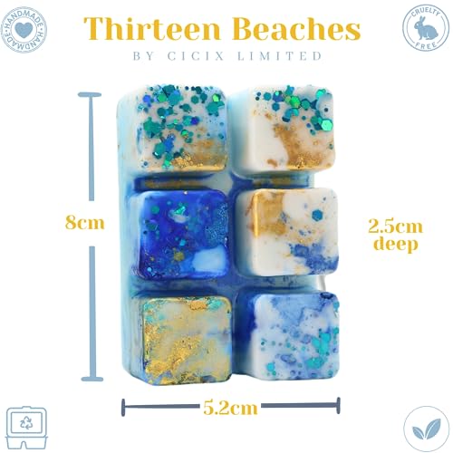 Thirteen Beaches: Sea Salt Driftwood – 85g Handmade Luxury Scented Wax Melt Snap bar. Fresh Scent. Min 75H Burn. Vegan. Highly Scented Candle Alternative for Home and Office. Lasting Fragrance.