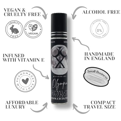 CICIX Inspired by Olympia roll on perfume. Perfume Alternative. 9ML. Alcohol Free. Plant Base Ingredient: Vegan and Cruelty Free. Infused With Vitamin E. Handmade in England.