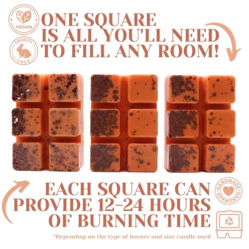 Pumpkin Spice – 85g Halloween Wax Melt Snap bar. Handmade Strong Scented. Min 75H Burn. Vegan. Highly Scented Candle Alternative For Home And Office. Lasting Fragrance.