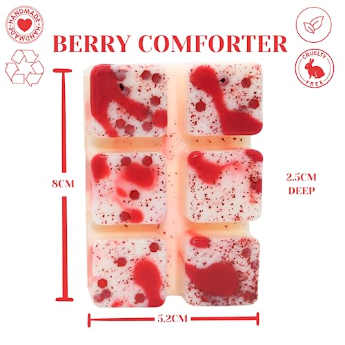 Berry Comforter – 85g Handmade Luxury Scented Wax Melt Snapbar. Sweet Scent. Min 75H Burn. Vegan. Highly Scented Candle Alternative for Home and Office. Lasting Fragrance.