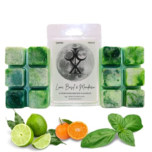 Lime Basil & Mandarin – 85g Handmade Luxury Scented Wax Melt Snap Bar. Designer Inspired. Min 75H Burn. Vegan. Highly Scented Candle Alternative For Home And Office. Lasting Fragrance.