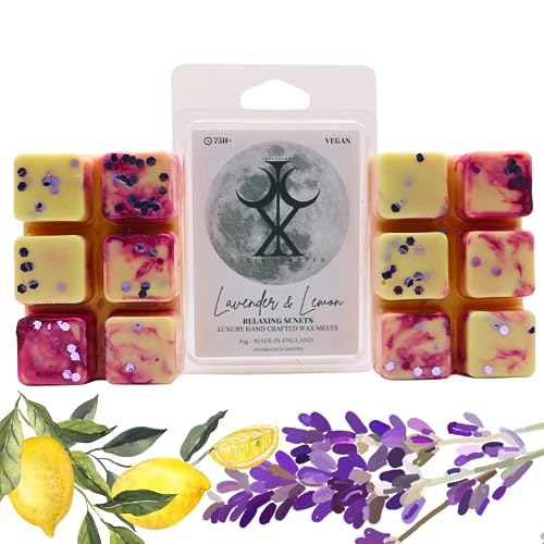 Lavender Lemon – 85g Handmade Artisan Luxury Scented Wax Melt Snapbar. Herbal Scent. Min 75H Burn. Vegan. Highly Scented Candle Alternative For Home And Office. Lasting Fragrance.