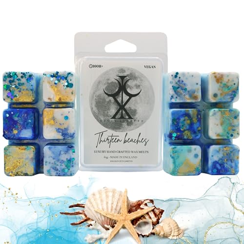 Thirteen Beaches: Sea Salt Driftwood – 85g Handmade Luxury Scented Wax Melt Snap bar. Fresh Scent. Min 75H Burn. Vegan. Highly Scented Candle Alternative for Home and Office. Lasting Fragrance.